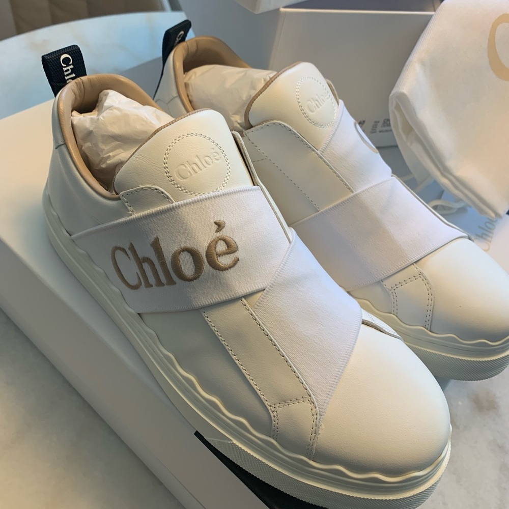 White leather Chloe sneakers, NWT, original boxes